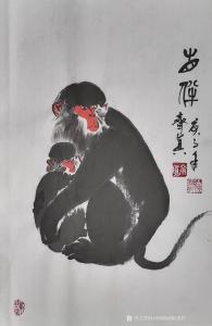 13526836295老付国画作品《呵护》议价