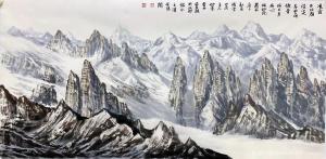13526836295老付国画作品《李兵雪山》价格19800.00元
