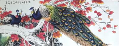 赵仲谋日记-国画花鸟画孔雀系列作品《夏日风情》《鸿运当头》，庚子年冬月创作於古都长安。【图3】