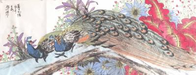 赵仲谋日记-国画花鸟画孔雀系列作品《夏日风情》《鸿运当头》，庚子年冬月创作於古都长安。【图4】