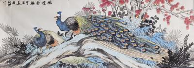 赵仲谋日记-国画花鸟画孔雀系列作品《夏日风情》《鸿运当头》，庚子年冬月创作於古都长安。【图5】