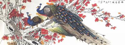 赵仲谋日记-国画花鸟画孔雀系列作品《夏日风情》《鸿运当头》，庚子年冬月创作於古都长安。【图6】