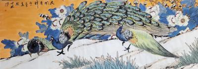 赵仲谋日记-国画花鸟画孔雀系列作品《夏日风情》《鸿运当头》，庚子年冬月创作於古都长安。【图7】