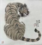 13526836295老付藏宝-国画《秋波》四尺斗方写意虎。辛已初冬，作者冯大中，伏虎堂主人【图1】