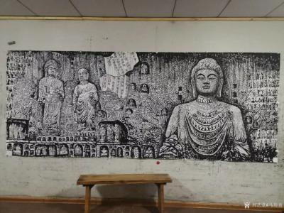 马培童日记-“焦墨画笔法：落笔有神助”童心写历（52）
 读万卷书，行萬里路。画焦墨石窟写【图1】