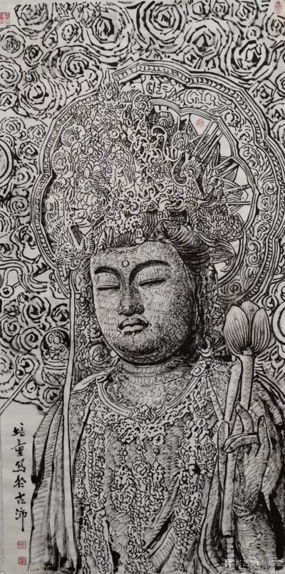 马培童日记-“焦墨画的佛心禅意”童心写历（58）
 焦墨枯笔禅意，是一枝塑造佛陀化身的菩提【图1】