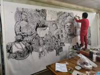 艺术家马培童日记:“焦墨画--生命灵魂共同体”童心写历（60）
 焦墨佛造像【图1】