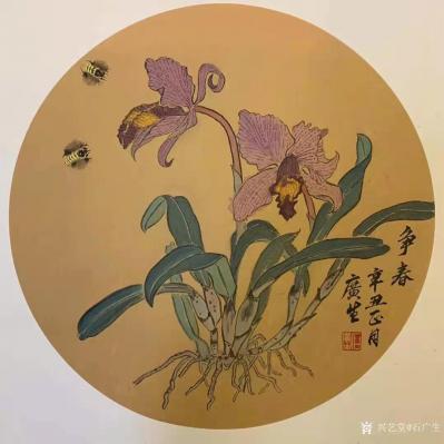 石广生日记-国画花鸟画兰花系列作品《争春》，辛丑年正月石广生创作并题；
寻兰曾入水云间，
【图3】