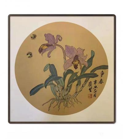 石广生日记-国画花鸟画兰花系列作品《争春》，辛丑年正月石广生创作并题；
寻兰曾入水云间，
【图4】
