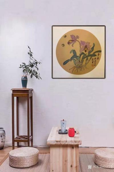 石广生日记-国画花鸟画兰花系列作品《争春》，辛丑年正月石广生创作并题；
寻兰曾入水云间，
【图5】