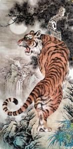 谷风国画作品《上山虎》价格1600.00元