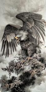 谷风国画作品《雄鹰展翅》价格1600.00元