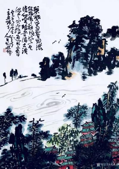 龚光万日记-国画写意山水画新作《雨过碧溪，云护仙宫》，作品尺寸69.138cm，辛丑年春月龚【图2】