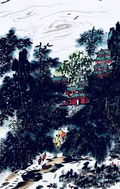 龚光万日记-国画写意山水画新作《雨过碧溪，云护仙宫》，作品尺寸69.138cm，辛丑年春月龚【图3】