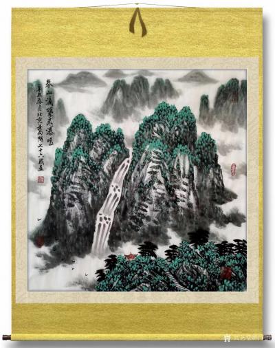 叶向阳日记-国画山水画巜春山滴翠飞瀑鸣》，辛丑年春月叶向阳七十六岁作於北京。
高山流瀑，水【图2】