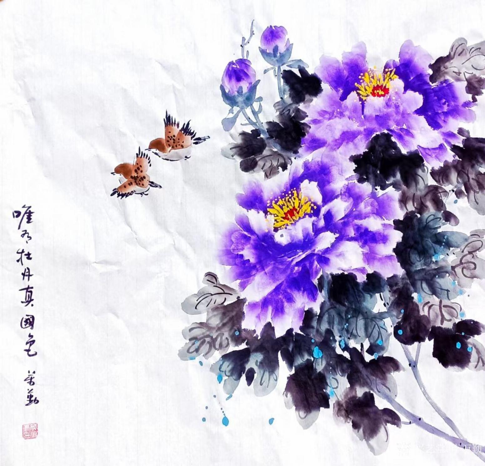 李万勤国画作品《花鸟-唯有牡丹真国色》【图0】