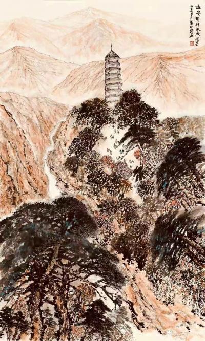 叶仲桥日记-国画山水画《延安精神永放光芒》延安参观考察，回来创作了这张革命题材作品【延安精神【图5】