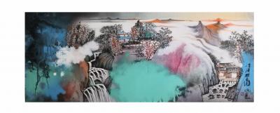 任振山日记-泥金宣泼彩国画山水画《万山红遍,层林尽染》，任振山绘画作品欣赏。【图3】