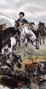 艺术品图片：艺术家石川国画作品名称《马-风动云起》议价