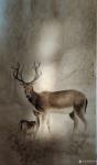 罗虹明日志-国画动物画《鹿》，早晨醒来，一米阳光正好照在我的画上，还蛮有【图1】