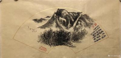 刘玉坚日记-国画山水画作品扇面作品《林深苍山远，依依见鹿鸣》《忽将一念笔留住，不写清湘颂高流【图3】