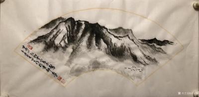 刘玉坚日记-国画山水画作品扇面作品《林深苍山远，依依见鹿鸣》《忽将一念笔留住，不写清湘颂高流【图4】
