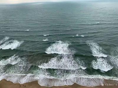 石广生收藏-一早起来，天阴阴的，看不到日出有点失望。
海风呼呼大作，仿佛千军万马，发出冲锋【图1】