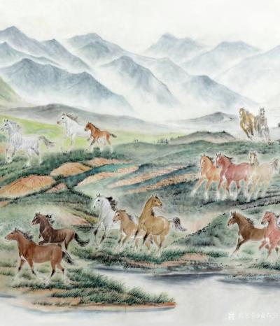 袁春宝日记-历时近五年创作的百米长卷国画马《万骏千山图》，于2019年七月，八十多岁的摄影前【图5】