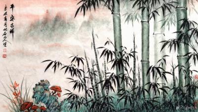 刘文生日记-国画花鸟画竹子《竹报平安》《平安吉祥》，辛丑年春月北石山人（刘文生）作。
作品【图2】