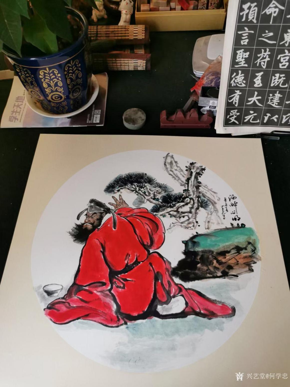 何学忠国画作品《钟馗-酒醉心明》【图1】