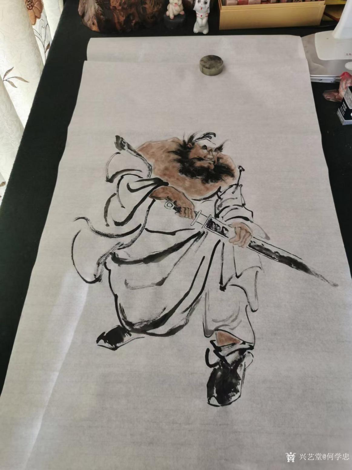 何学忠国画作品《人物钟馗-镇宅之神》【图0】