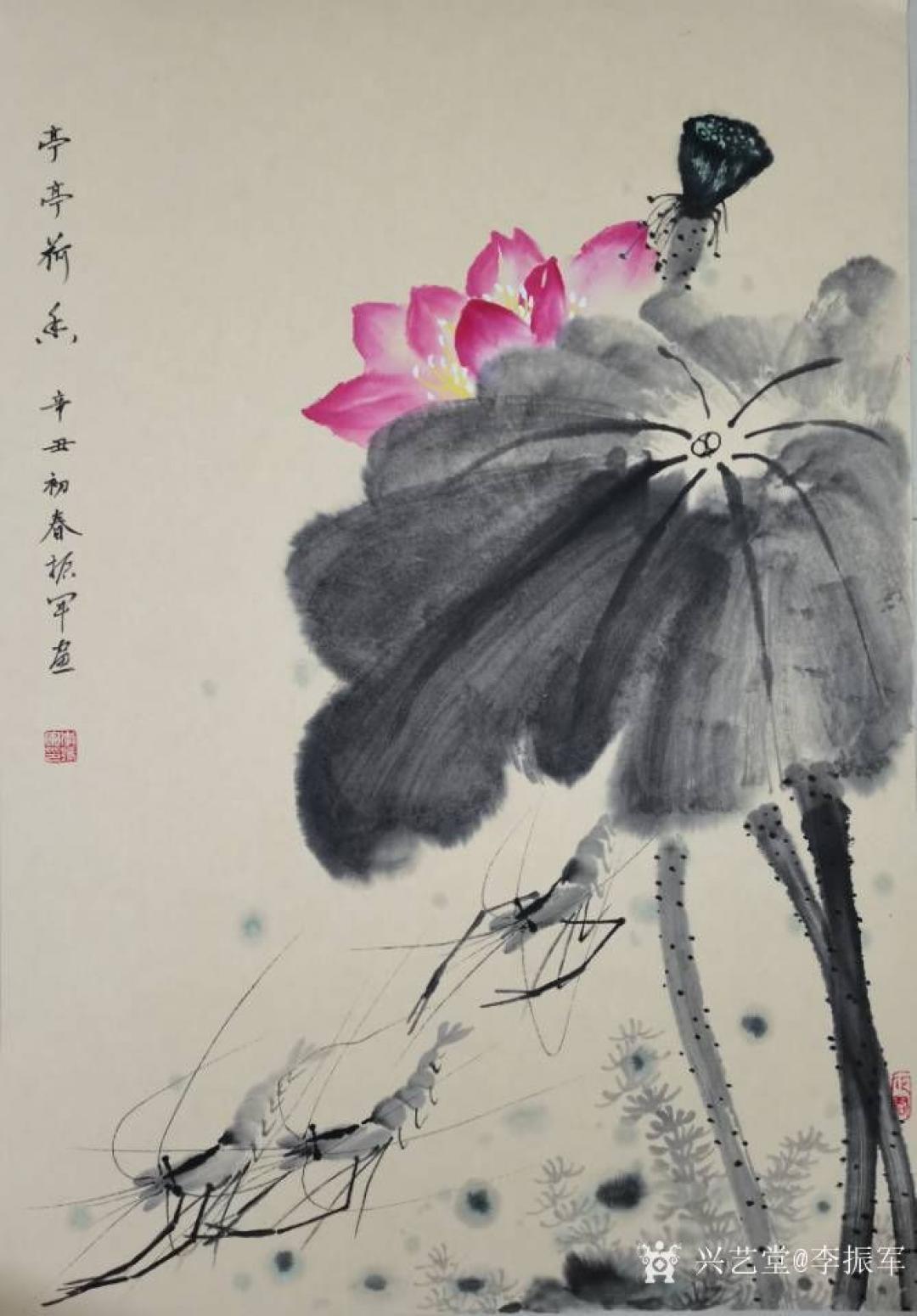 李振军国画作品《花鸟-亭亭荷香》【图0】