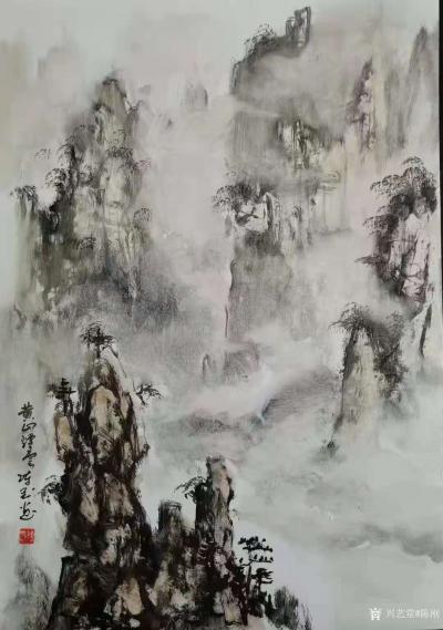 陈刚日记-画三幅国画山水水粉画《黄山烟云》《楠溪捕鱼》，装裱两幅，又开始采风了。我犹如一只【图1】