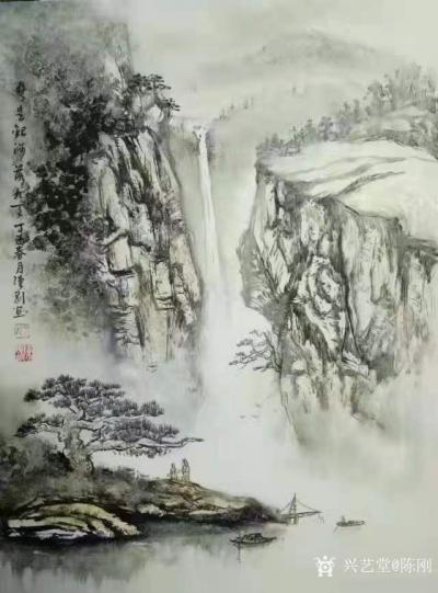 陈刚日记-画三幅国画山水水粉画《黄山烟云》《楠溪捕鱼》，装裱两幅，又开始采风了。我犹如一只【图2】