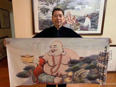 尚建国日记-国画人物画《福由心造》《得大自在》《福从佛缘得》，  
  写的是字，体现的却【图3】