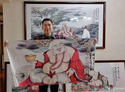 尚建国日记-国画人物画《福由心造》《得大自在》《福从佛缘得》，  
  写的是字，体现的却【图4】