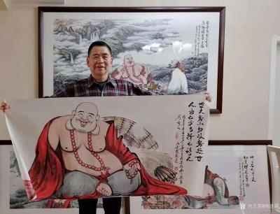 尚建国日记-国画人物画《福由心造》《得大自在》《福从佛缘得》，  
  写的是字，体现的却【图5】