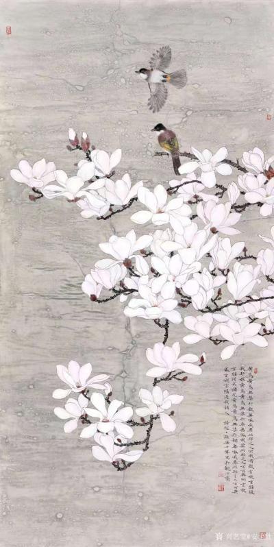 安士胜日记-国画工笔花鸟画《黄鸟-黄角兰》取意诗经小雅；
黄鸟黄鸟，无集于穀，无啄我粟。此【图1】