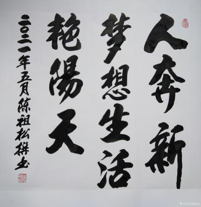 陈祖松日记-书法：人奔新梦想，生活艳阳天。【图1】