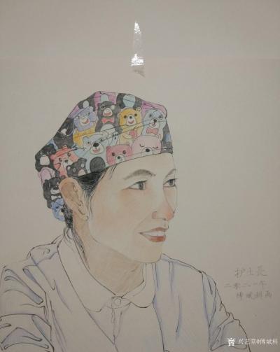 傅斌科日记-人物肖像速写《护士长》，傅斌科二零二一年画；
这就叫做饭不离口，画不离手，住院【图1】