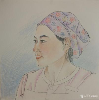傅斌科日记-人物肖像速写《护士长》，傅斌科二零二一年画；
这就叫做饭不离口，画不离手，住院【图2】