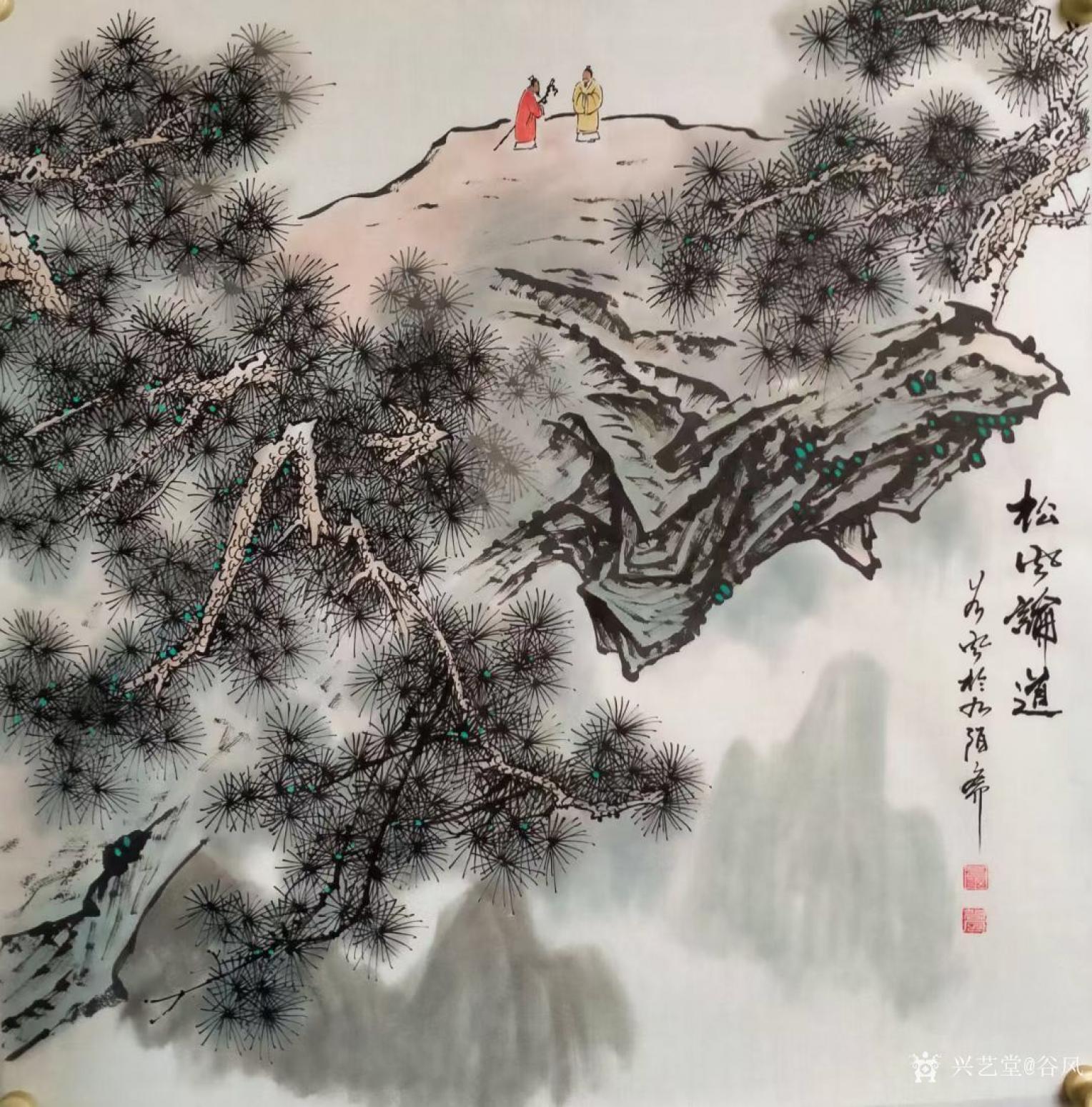谷风国画作品《山水-松风论道》