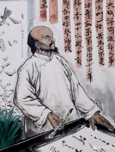 何学忠日记-国画人物画:为清武威凉州怪杰杨成绪造像，辛丑年何学忠画。
杨成绪（1831-1【图3】