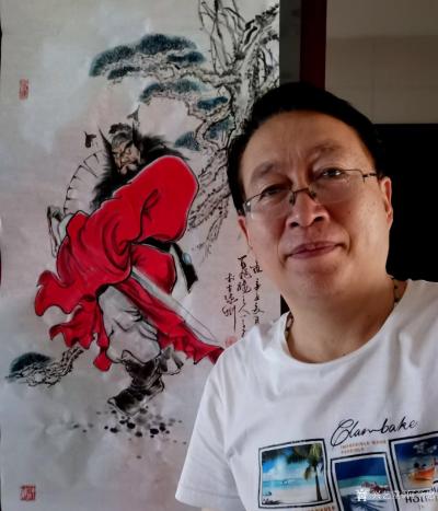 何学忠日记-国画人物画钟馗《神威图》，百馗楼主人辛丑年夏月画于古凉州。
 纵观学忠作品，