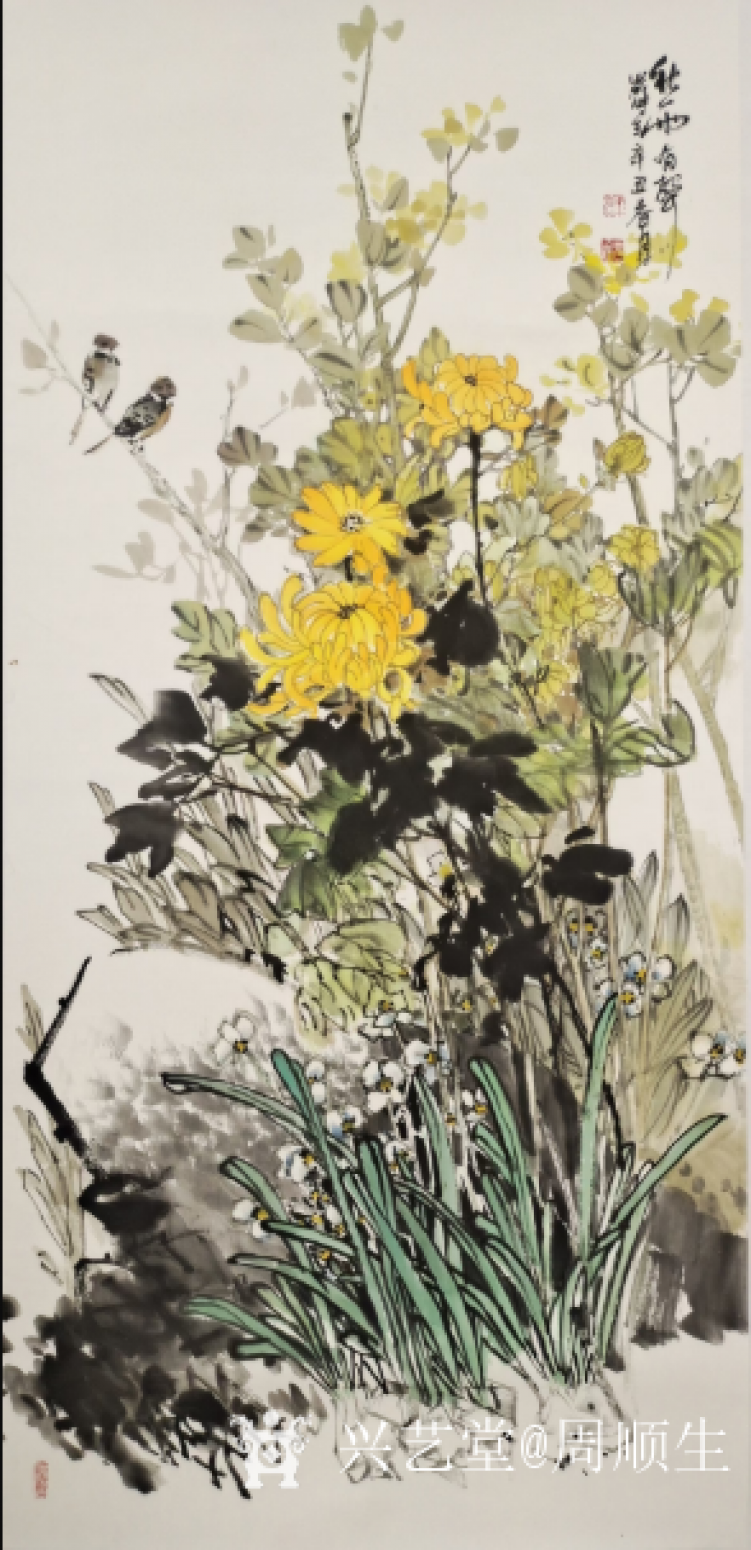 周顺生国画作品《王志强月季王四尺精品》【图0】