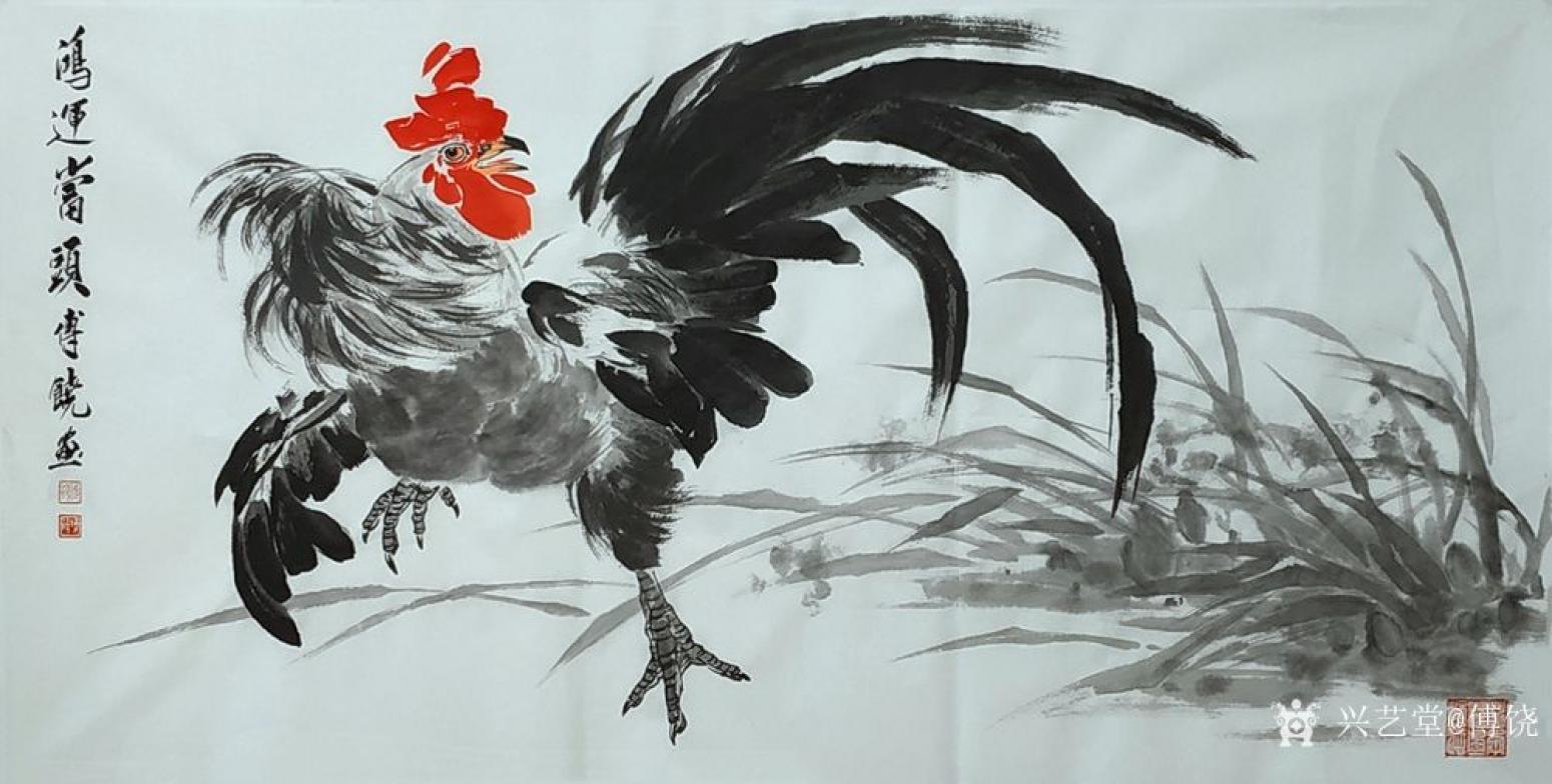 傅饶国画作品《红运当头》