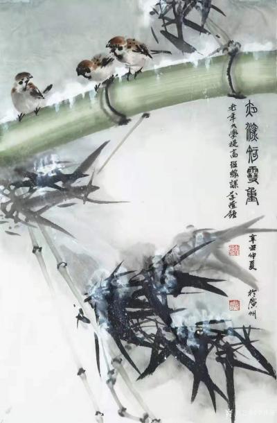李伟强日记-国画花鸟画《夜深知雪重》，李伟强辛丑年夏月画於广州老年大学提高班；
时值小暑，【图1】