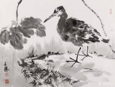 安士胜日记-国画水墨荷花系列作品《荷叶五寸荷花娇》；
第五幅是十年前老红星宣纸，仅一尺，挥【图3】