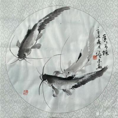 冯增木日记-国画鱼系列作品《悠游》《万事如意》《年年有余》，冯增木辛丑年夏月作品。请欣赏。【图6】