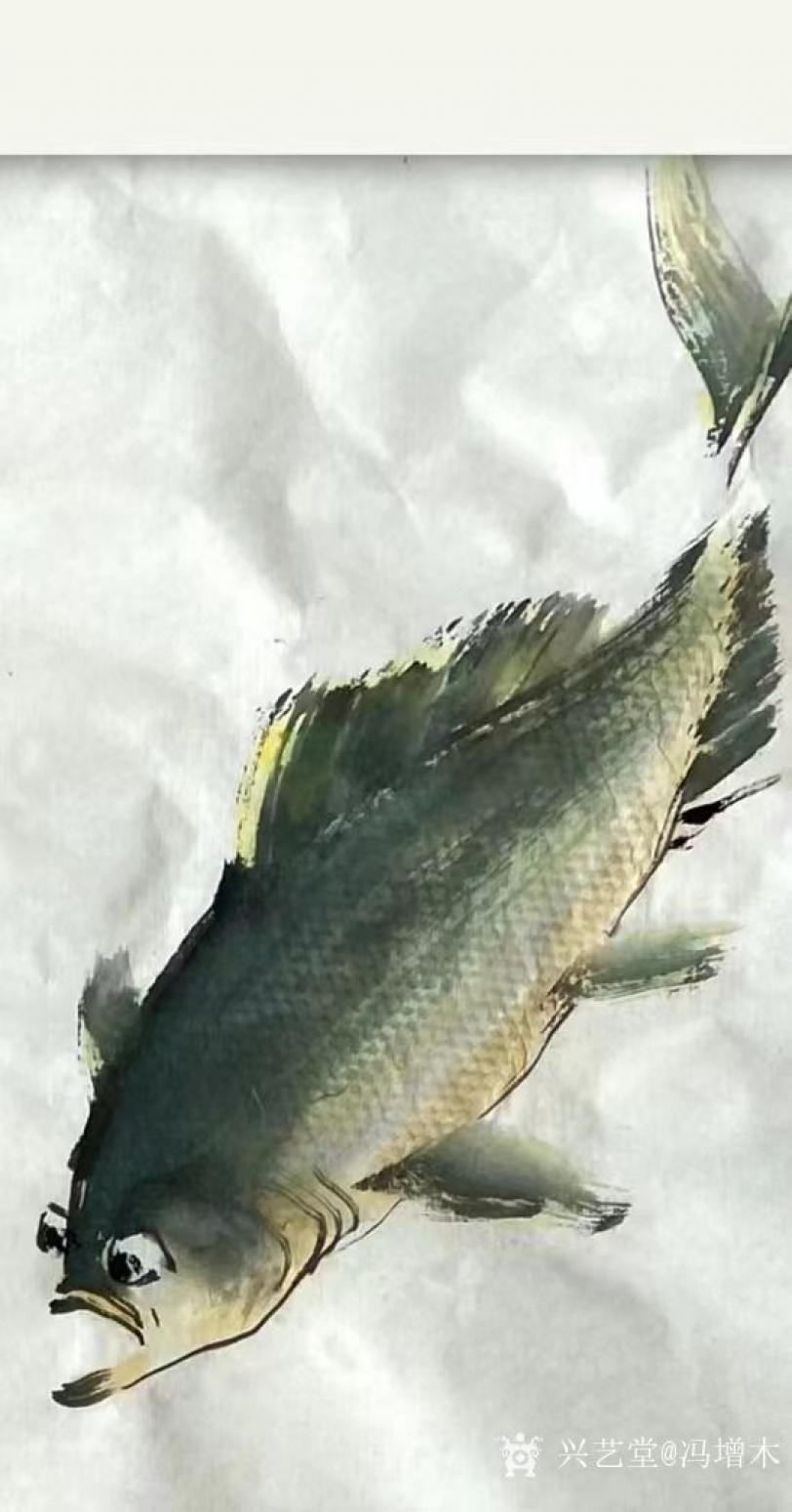 冯增木国画作品《渊深鱼自乐》【图1】